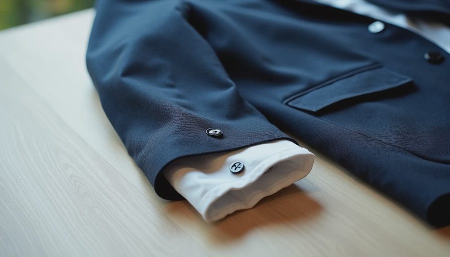 Detail of coordinated neutral work clothes showing system versatility