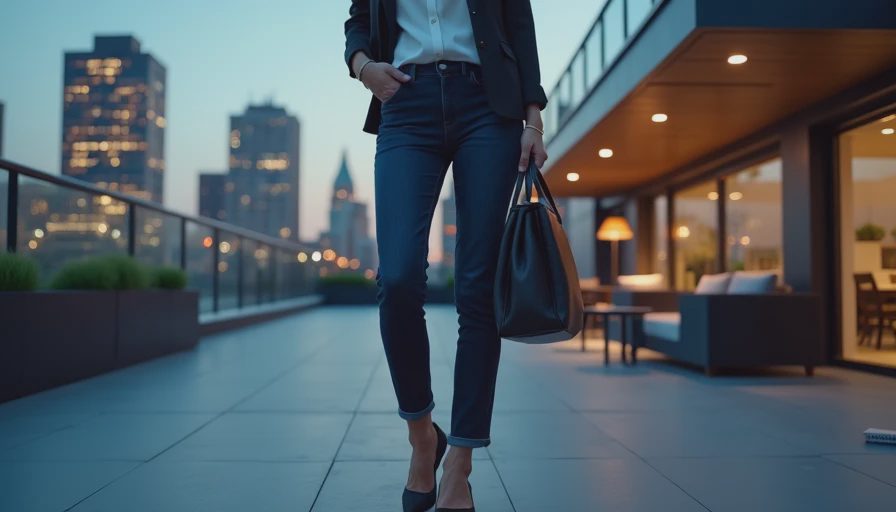 Illustration for business casual jeans women